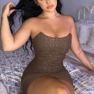 Brown rhinestone dress